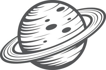 Stylized Saturn-Like Planet with Rings and Craters