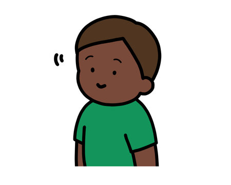 頷く　黒人の男の子