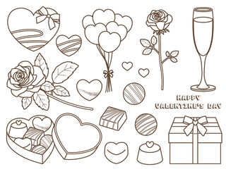 バレンタインの素材セットB-1