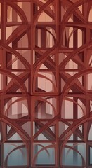 Intricate architectural facade design with arches and repeating patterns, showcasing a rich reddish-brown color palette.