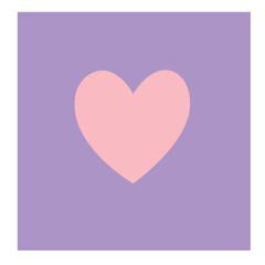 A soft pink heart centered on a pastel purple background, creating a cute flat graphic suitable for love themes, stickers, icons, and decorations.