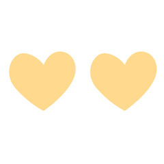 Two pastel yellow heart shapes in a clean flat style, ideal for romantic themes, cute designs, love graphics, stickers, icons, and decorative elements.