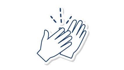 Fototapeta premium Illustrative depiction of two white gloved hands clapping with blue outlines against a stark black background symbolizing applause or celebration