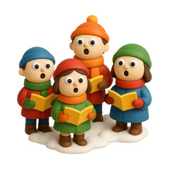 Fototapeta premium PNG Clay figures singing holiday carols.