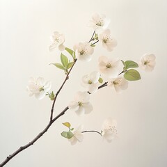 Obraz premium The graceful beauty of spring captured in a single flowering dogwood branch with soft, elegant blossoms