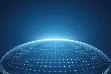 blue background with glowing lines on sphere for big data and global network technology vector design
