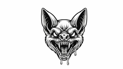 Fierce Vampire Bat Illustration with Dripping Fangs