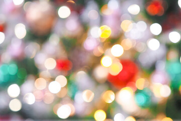 Fototapeta premium Beautiful defocused blurred Christmas tree lights bokeh for Christmas festive background holiday
