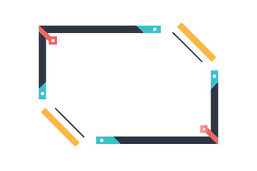 Minimalist Geometric Corner Border for Business Presentation, Abstract Blue and Orange Line Frame Vector