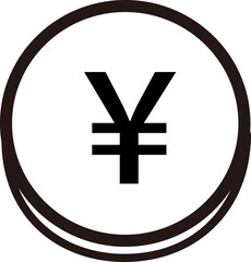 Fototapeta premium 円マークを描いたシンプルな線画アイコン