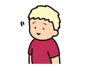 頷く　金髪の男の子