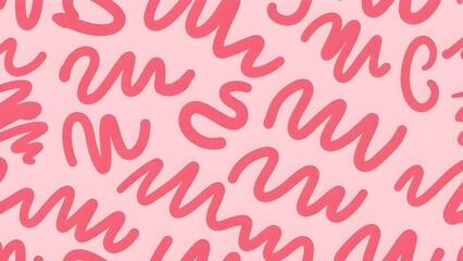 Obraz premium Playful Pink Doodle Pattern: A Seamless Abstract Squiggle Design