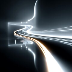 Abstract Light Trails on Dark Reflective Surface streaks lines