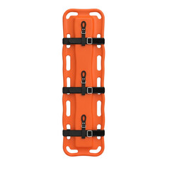 Fototapeta premium Orange emergency spinal board with securing straps for patients isolated on white background
