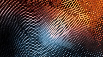 The abstract halftone background consists of different dots.