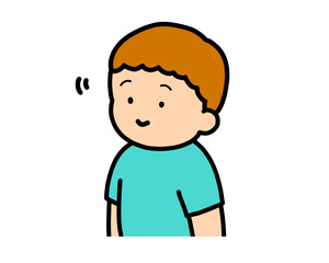 頷く　茶髪の男の子