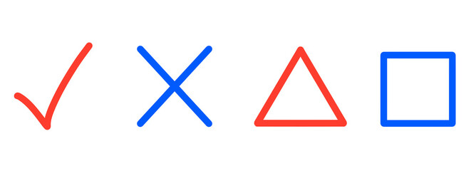 シンプルなチェック・ばつ・三角・四角マーク