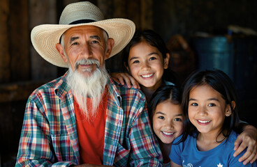 Grandfather with grandchildren