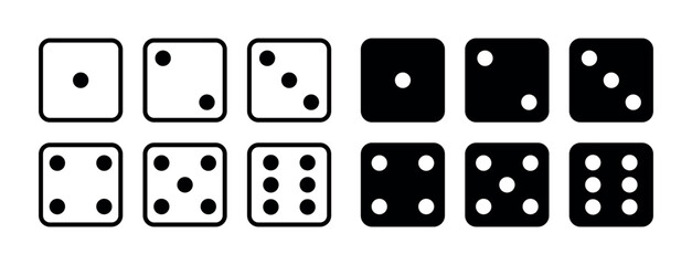 Minimalist Dice Number Icons for Casino Graphics, Math Tools, and Game Interface Design