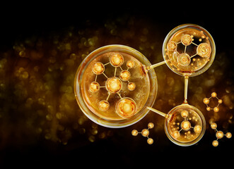 gold bubble molecule background