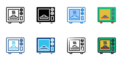 Microwave icon set multiple style vector collection. Editable Stroke 
