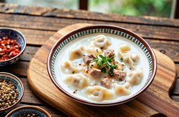 Dumpling Soup with Garnishes