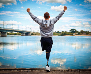 A disabled person near the river