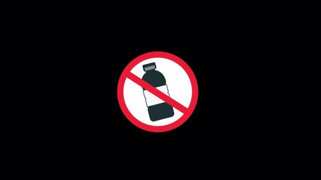 No Bottle or Drink. Plastic Ban Concept Animation Video - Transparent