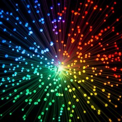 A vibrant display of colorful fiber optic light, radiating outward from a central point, creates a stunning visual effect.