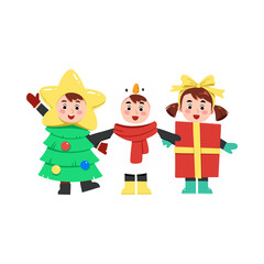 kids and christmas tree