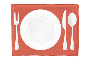 Table setting png, aesthetic illustration, transparent background