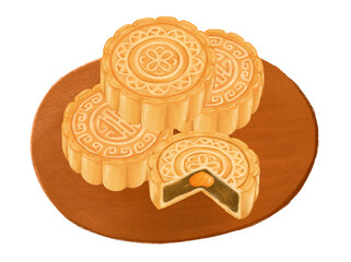 PNG Chinese Mooncake, dessert food illustration, transparent background