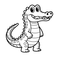 Naklejka premium Smiling Crocodile: A cheerful, cartoon crocodile with a wide smile, captivating the essence of joy and friendliness.