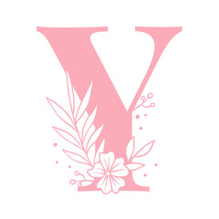 Png floral Y alphabet typography