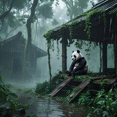 Obraz premium panda in the bamboo forest