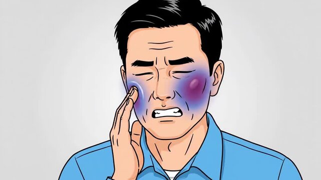 Depiction Of Facial Trauma: An Emotional Journey Through Pain, Bruising, And Anguish