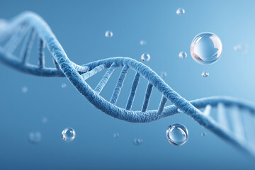 Abstract DNA and molecular structure on a blue background 