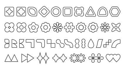 Fototapeta premium PNG Geometric shapes outline collection on transparent background