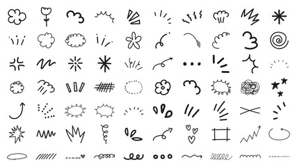 Obraz premium PNG Doodle-style hand-drawn design elements, playful and whimsical, set on transparent background