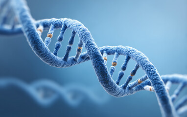 Abstract DNA and molecular structure on a blue background 