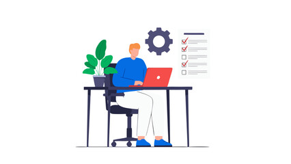 businessman sitting on a chair with laptop