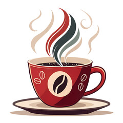 Aromatic Brew: A visually appealing illustration of a coffee cup with a coffee bean emblem, conveying the essence of a warm, comforting coffee ritual.