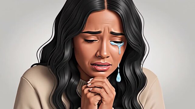 Emotional Woman Expressing Grief and Sadness in Various Stages of Distress