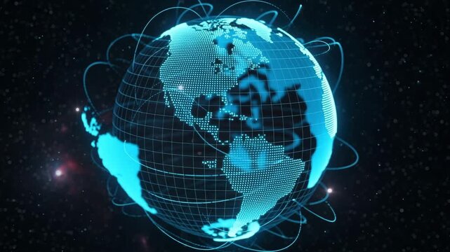 Digital globe with glowing connections symbolizing global network and technology