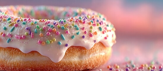 Close-up of a colorful frosted donut