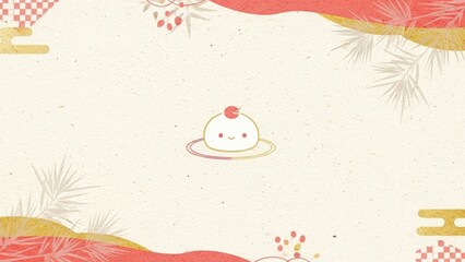 ミニマルなフラットデザインの新年用グリーティングカード背景