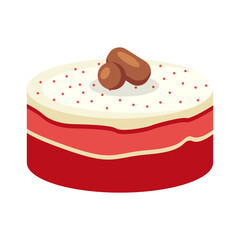 Red Layered Cake With Nuts