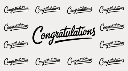 Congratulations text in elegant black script font, repeated multiple times in a grid pattern, perfect for celebration and achievement announcements