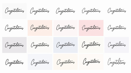 Congratulations text in elegant cursive font, multiple variations, suitable for cards and invitations
