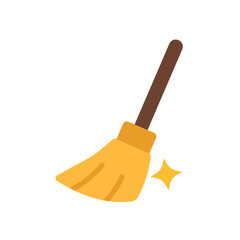 Flat Broom, Simple House Cleaning Illustration